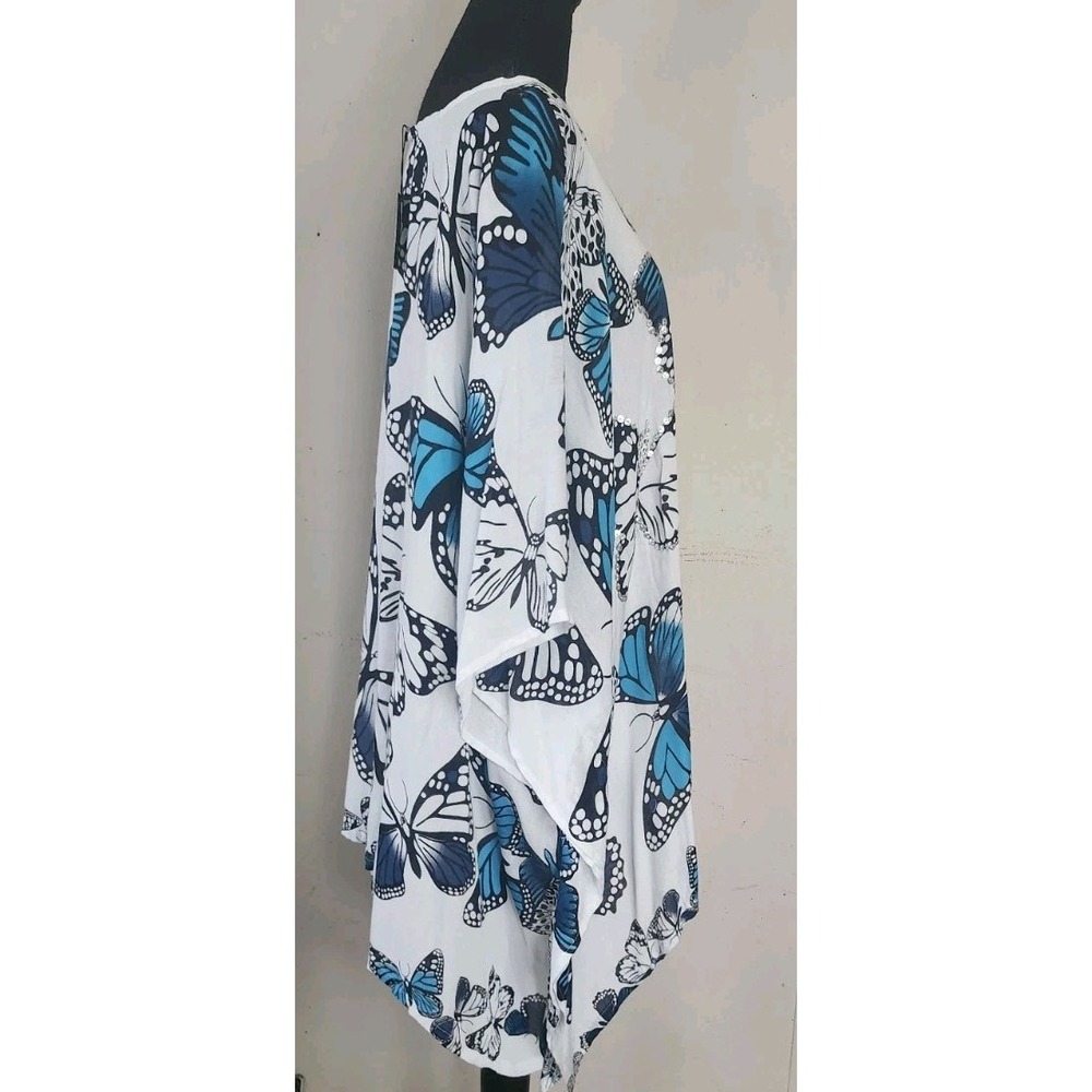 NWT Bamboo Source Butterfly Summer Beach Swim Cover Up One Size Kimono Poncho - Picture 3 of 4